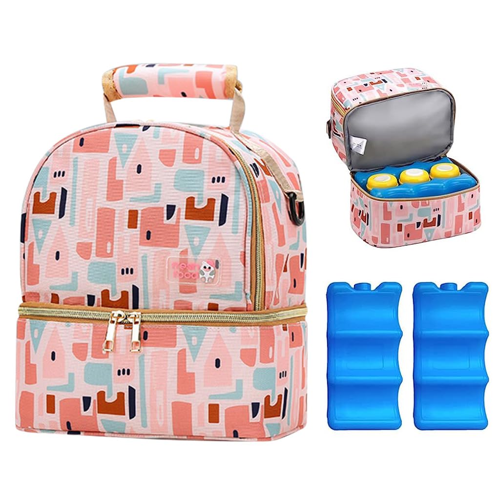 ZIBUYU Breastmilk Storage Bag with Ice Pack, Double Layer Breastmilk Warmer Insulated Bag with Strap, Fits 6 Ounces Bottles, Waterproof Breast Mommy Diaper Backpack Bento Box Backpack, Pink ZIBUYU Breastmilk Storage Bag with Ice Pack, Double Layer Breastmilk Warmer Insulated Bag with Strap, Fits 6 Ounces Bottles, Waterproof Breast Mommy Diaper Backpack Bento Box Backpack, Pink